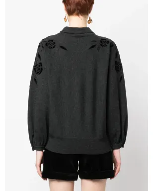 Valentino Garavani Pre-Owned 1980年代 花柄刺繍 ロールネック セーター - Grey - サムネイル4