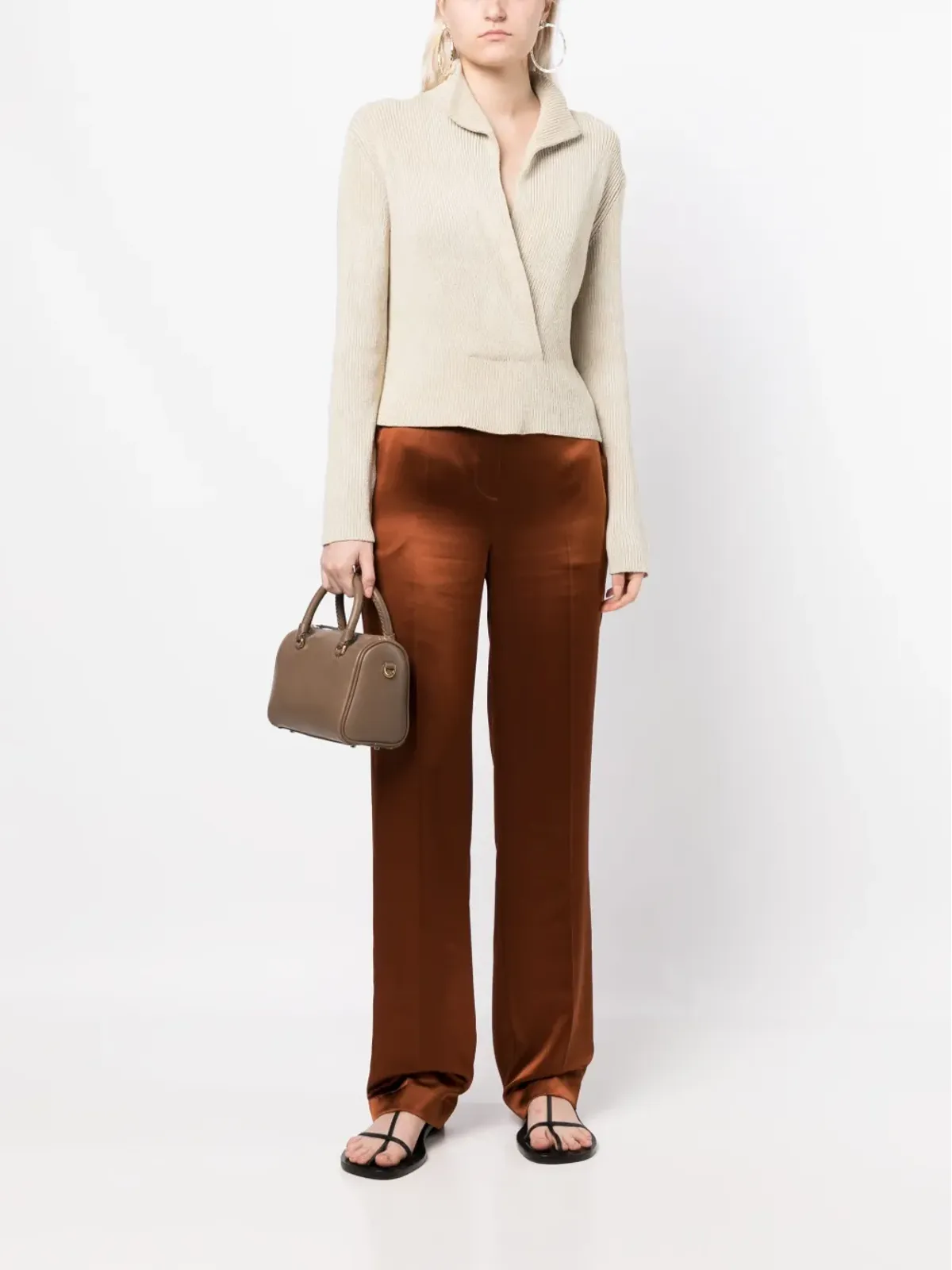 Hermès Pre-Owned クロスオーバーネックリブ編みセーター - 画像2