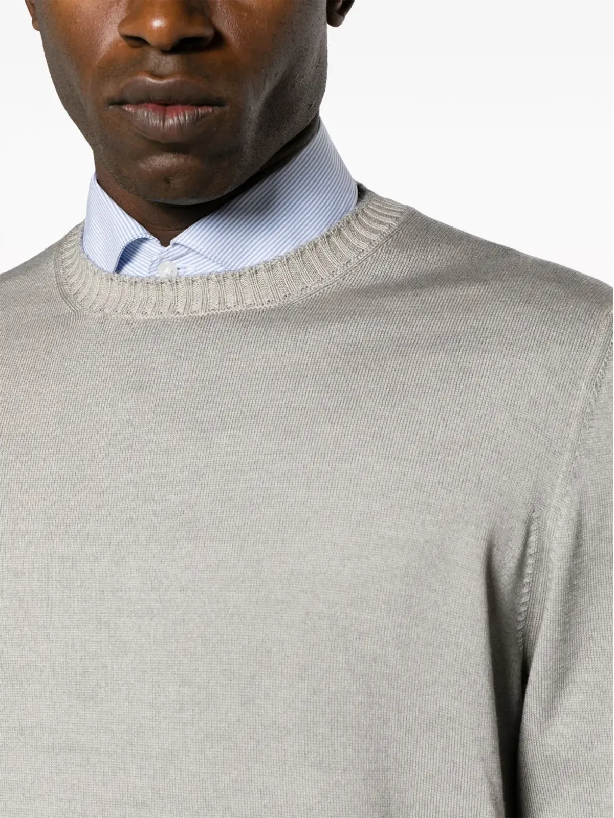Fay logo-tag crew-neck jumper - Grey - 画像5