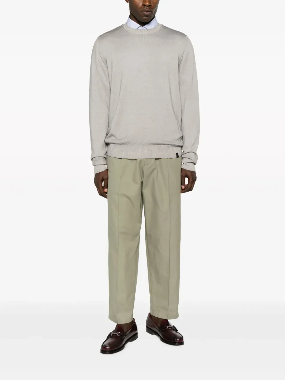 Fay logo-tag crew-neck jumper - Grey - 画像2