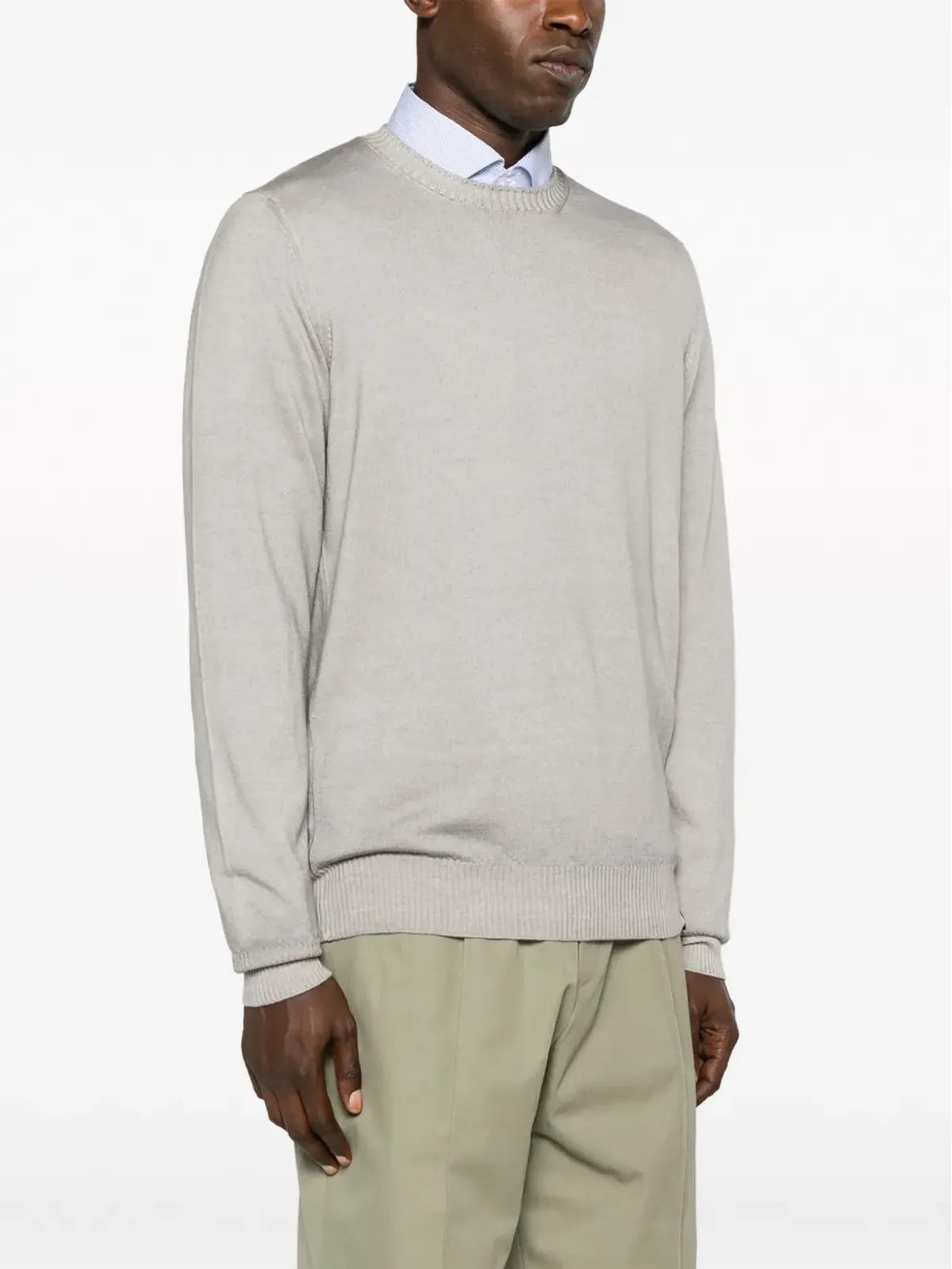 Fay logo-tag crew-neck jumper - Grey - 画像3