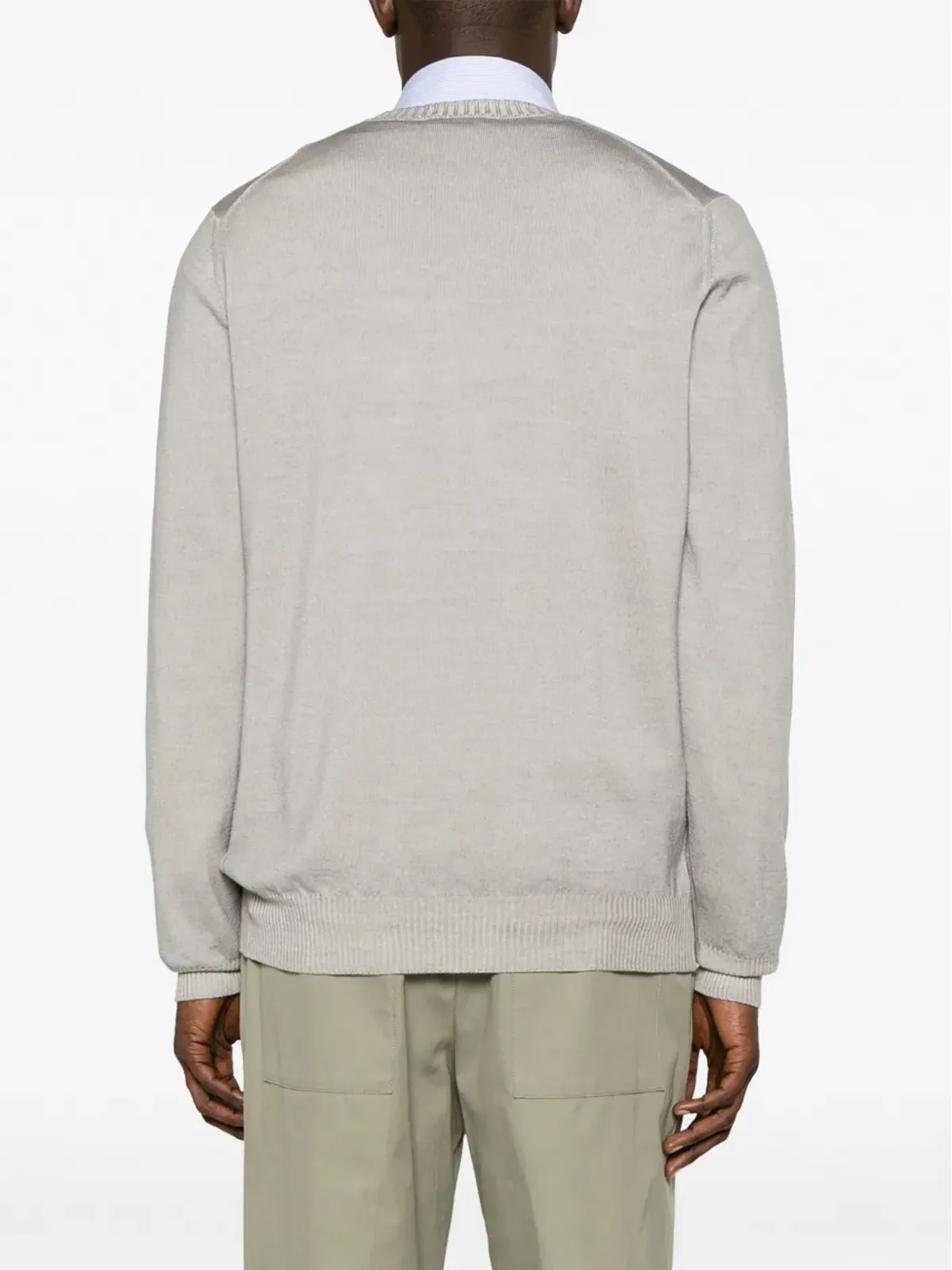 Fay logo-tag crew-neck jumper - Grey - 画像4