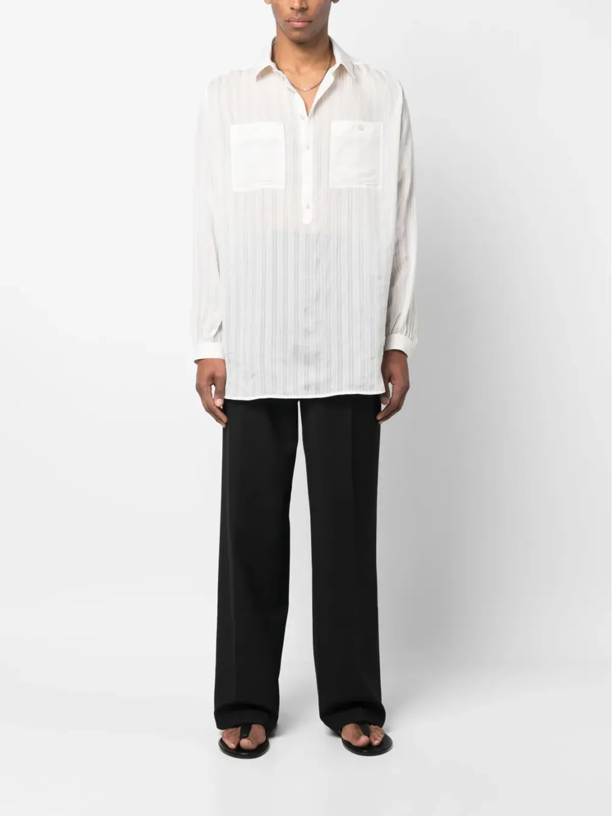 Saint Laurent ストライプ柄クラシックカラーシャツ ホワイト - 画像2
