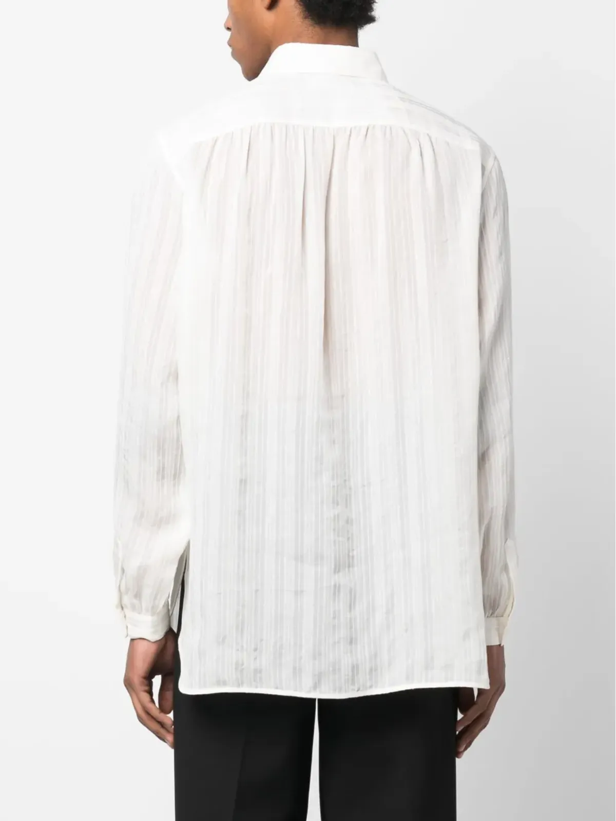 Saint Laurent ストライプ柄クラシックカラーシャツ ホワイト - 画像4