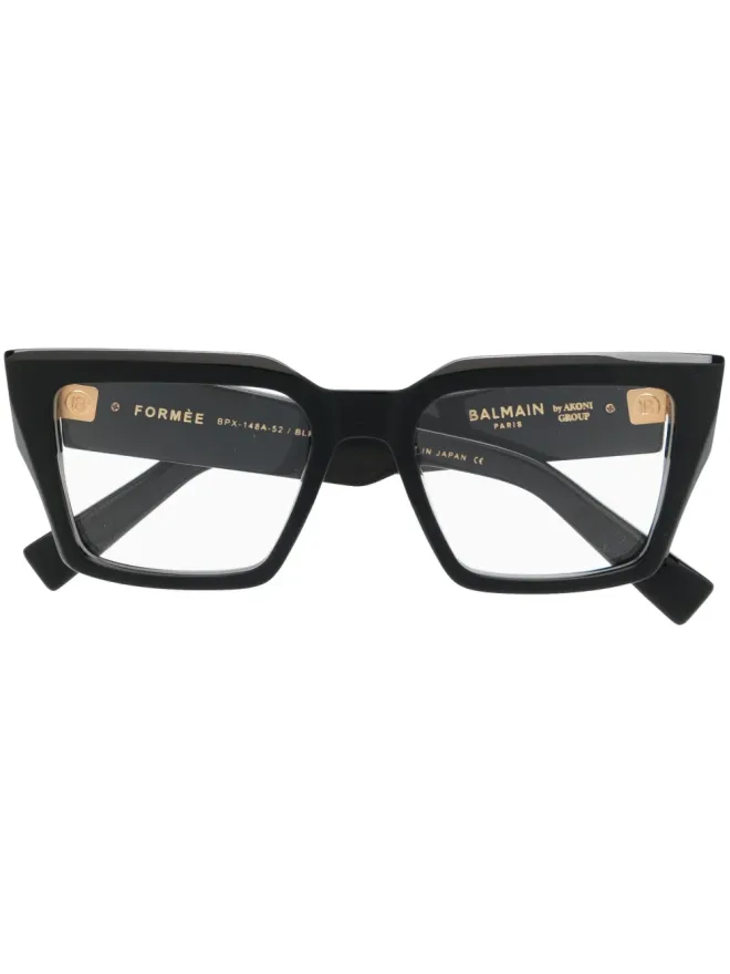 Balmain Eyewear Balmain Eyewear ロゴプレート付きオーバサイズフレーム眼鏡 - ブラックの商品画像