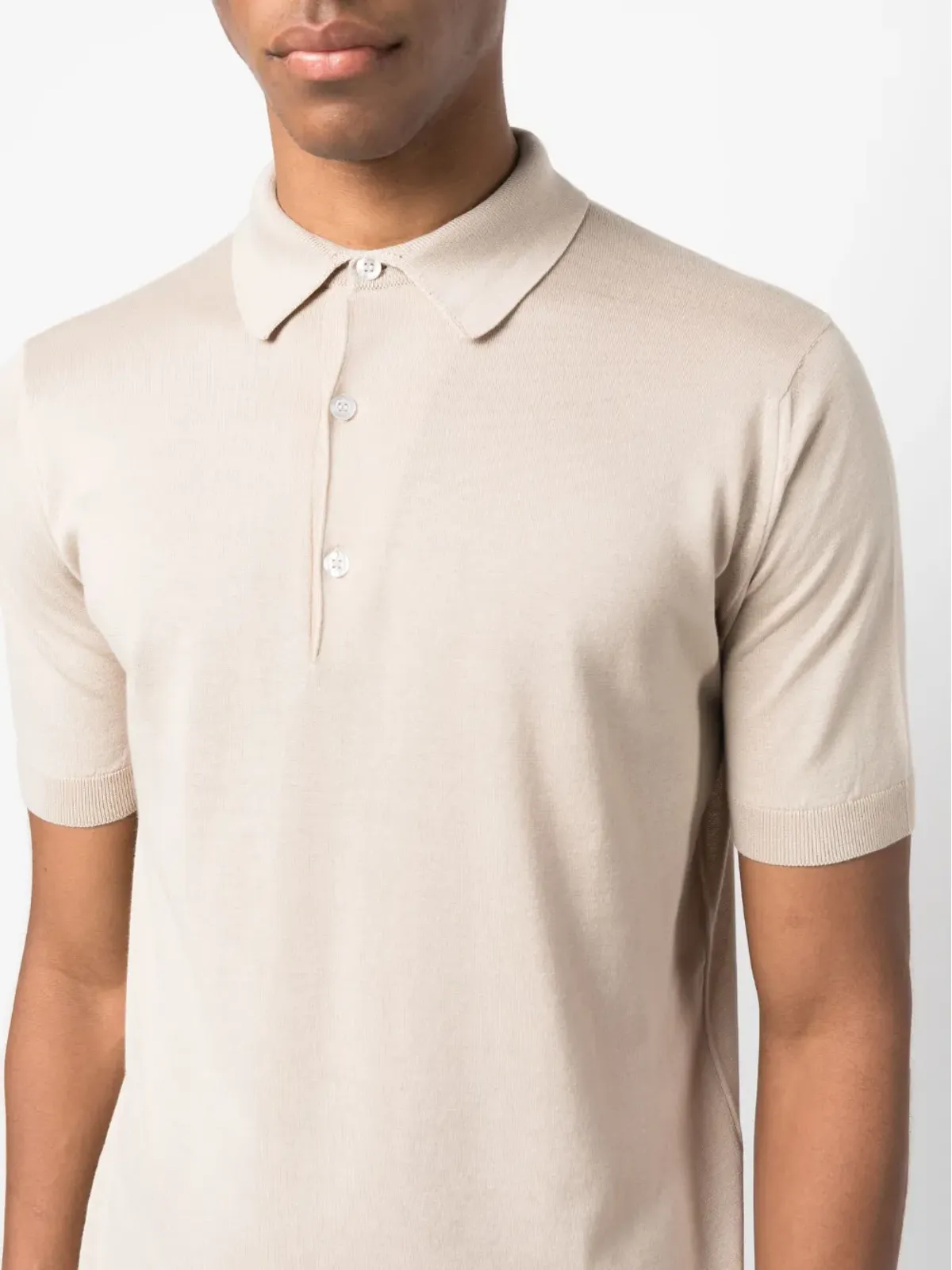 John Smedley リブ編みコットンポロシャツ - 画像5