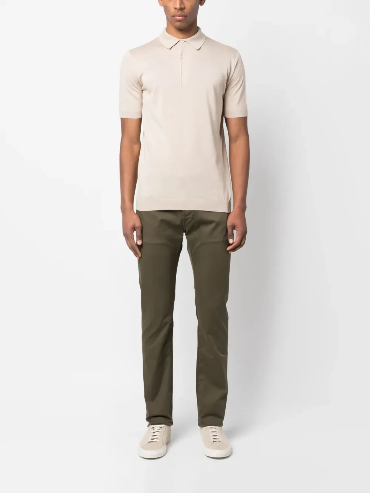 John Smedley リブ編みコットンポロシャツ - 画像2