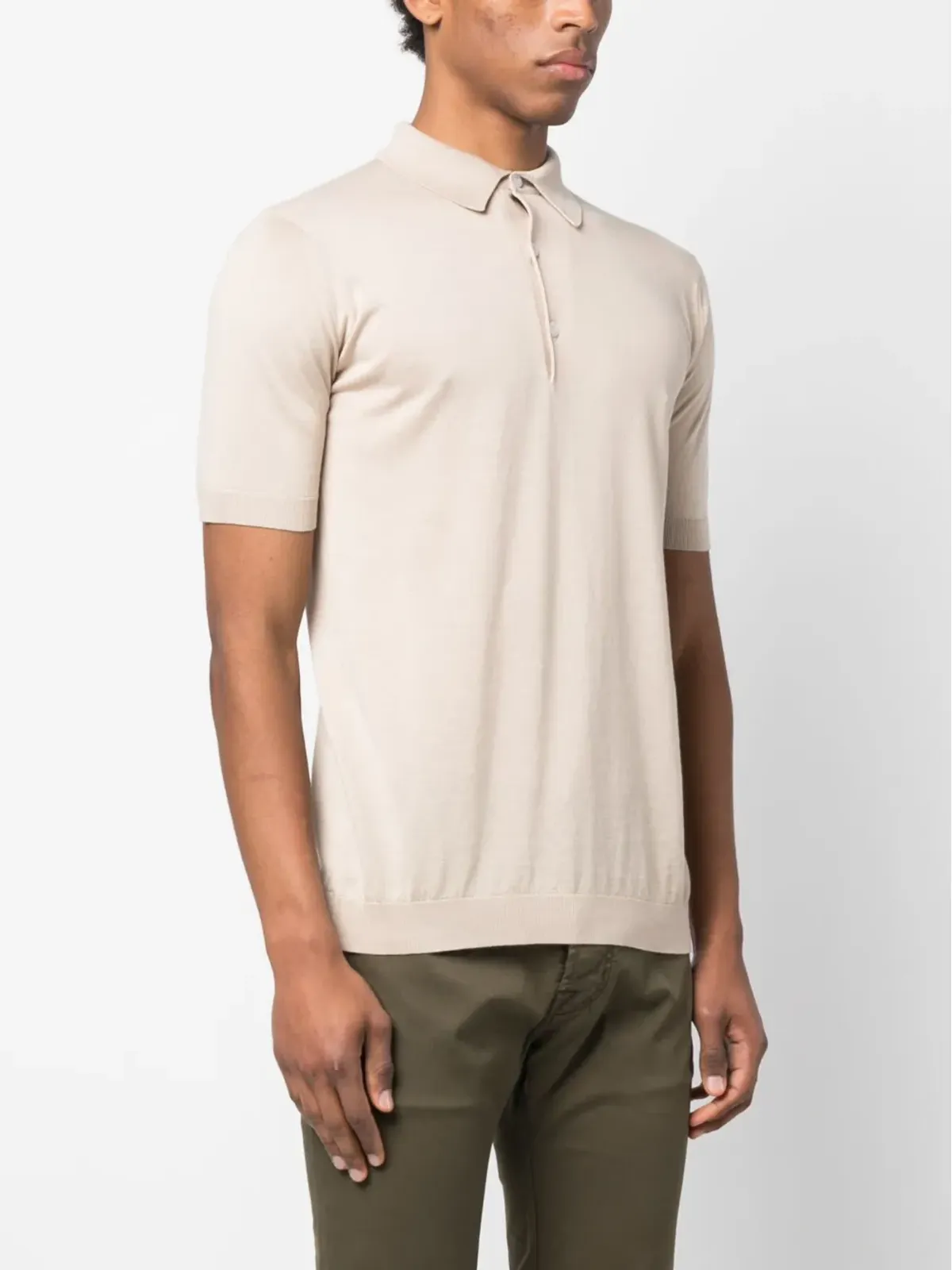 John Smedley リブ編みコットンポロシャツ - 画像3