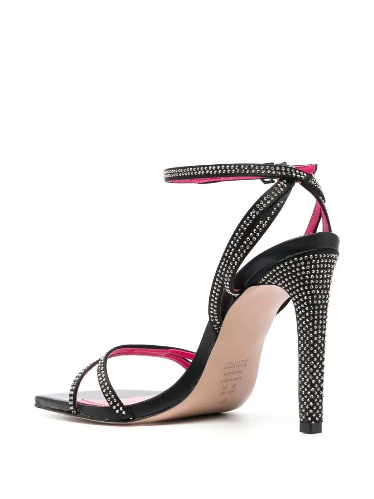 Schutz 105mm leather crystal-embellished sandals - Black - 画像3