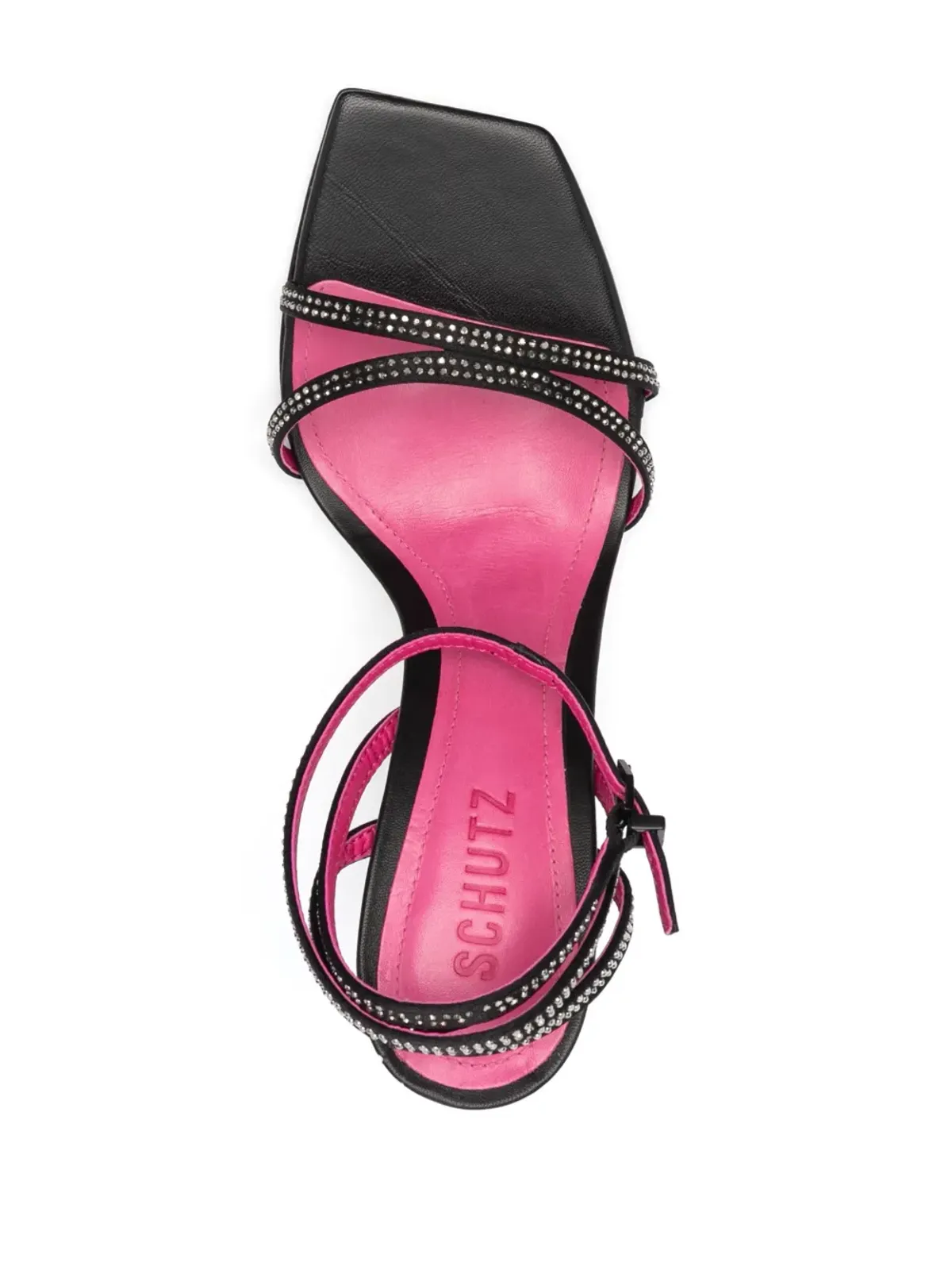 Schutz 105mm leather crystal-embellished sandals - Black - 画像4