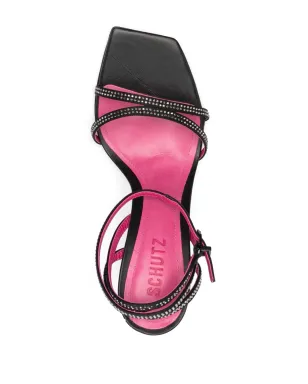 Schutz 105mm leather crystal-embellished sandals - Black - サムネイル4