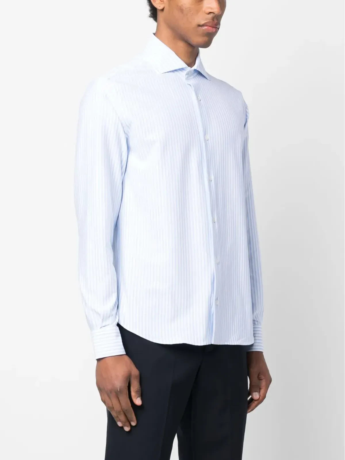 Fedeli long-sleeve buttoned shirt - Blue - 画像3