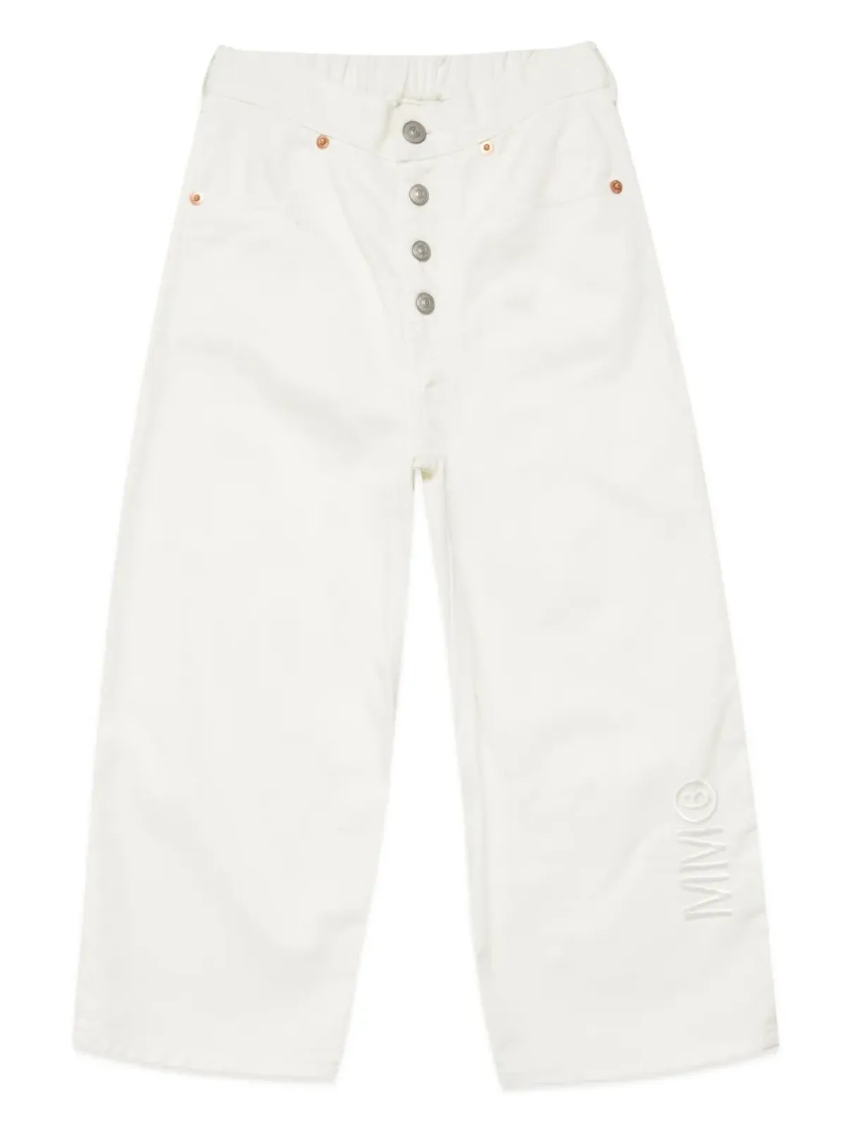 MM6 Maison Margiela Kids ウエストゴム入りワイドデニムパンツ - 画像1