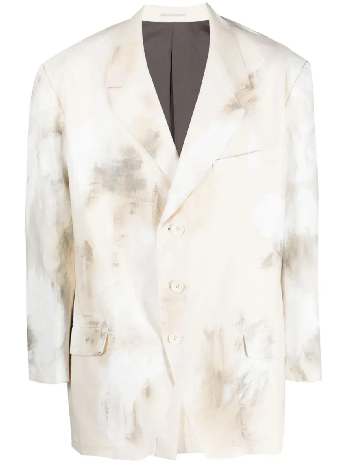 Yohji Yamamoto アブストラクトプリントジャケット - Neutrals - 画像1