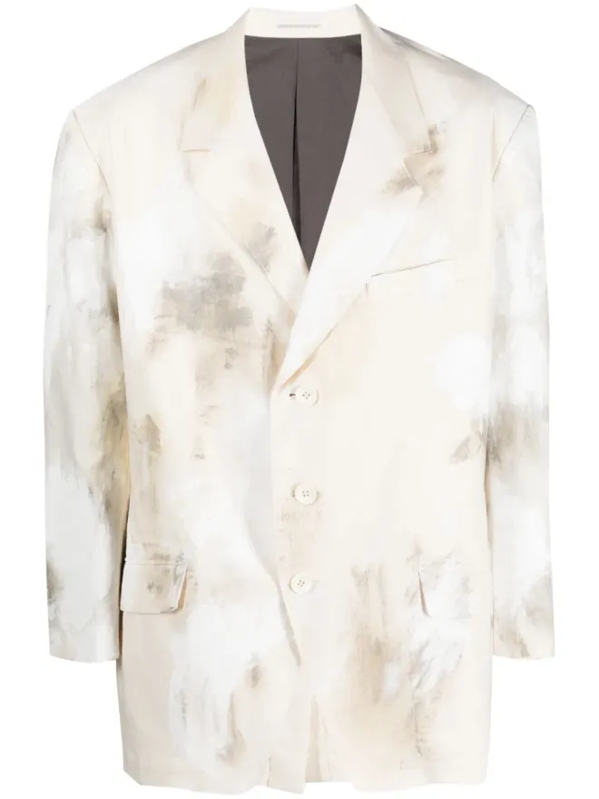 YOHJI YAMAMOTO Yohji Yamamoto アブストラクトプリントジャケット - Neutralsの商品画像