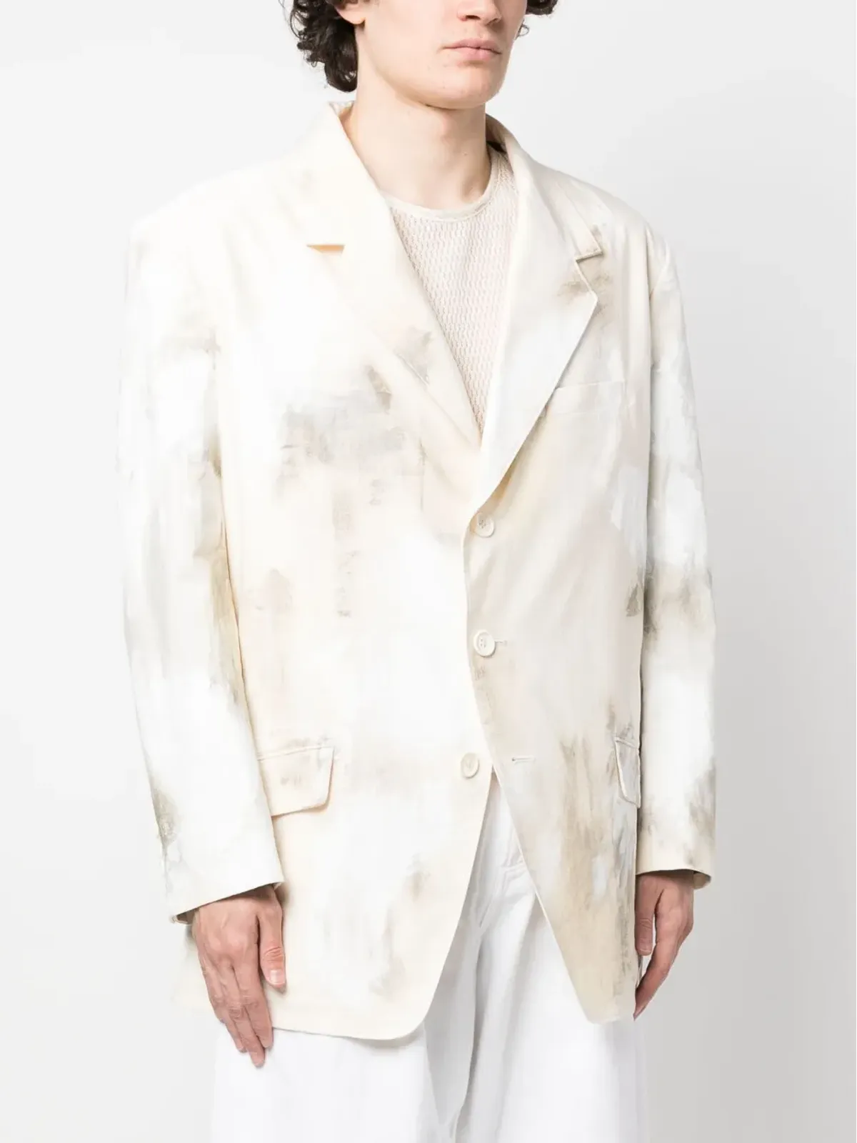 Yohji Yamamoto アブストラクトプリントジャケット - Neutrals - 画像3