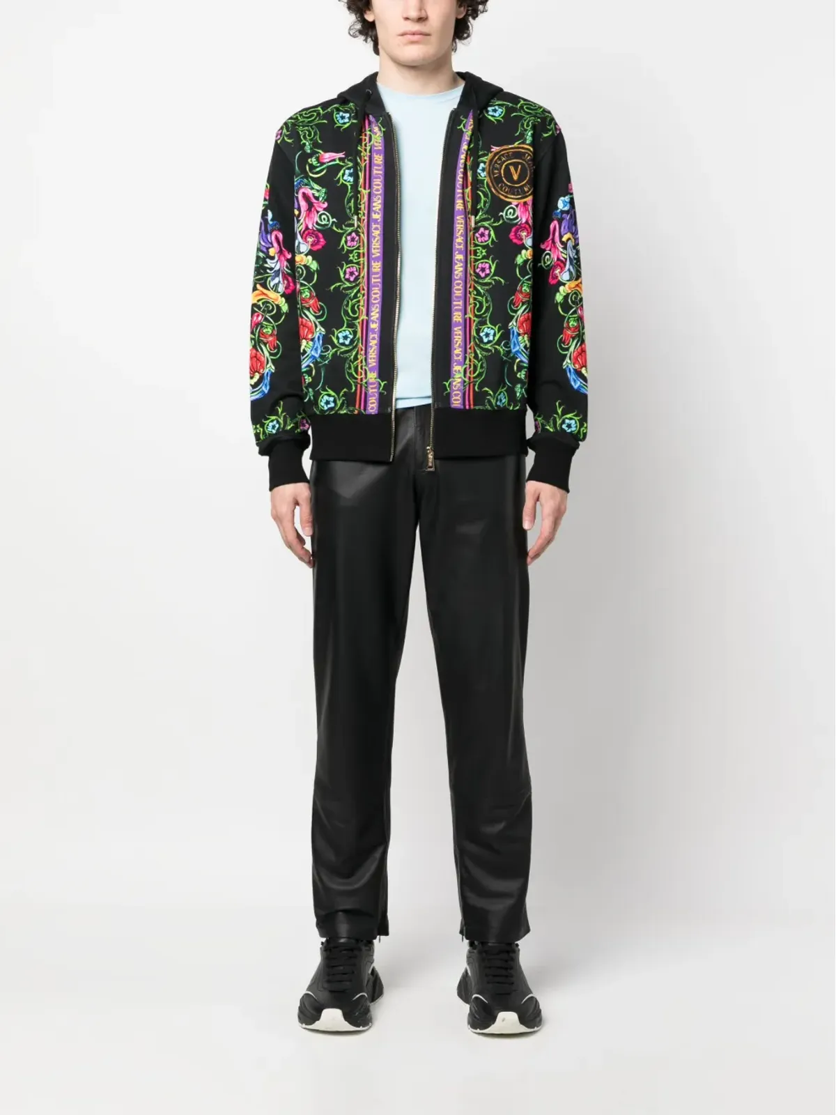 Versace Jeans Couture バロック柄コットンフード付きパーカー - 画像2