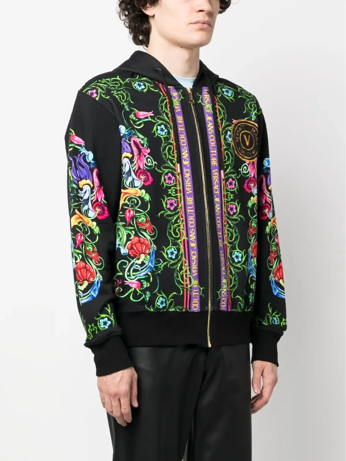Versace Jeans Couture バロック柄コットンフード付きパーカー - 画像3
