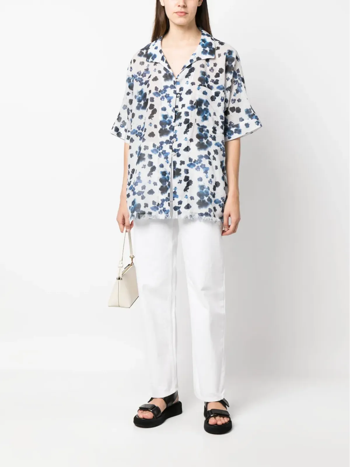Emporio Armani Mare 抽象プリント コットンシャツ - 画像2