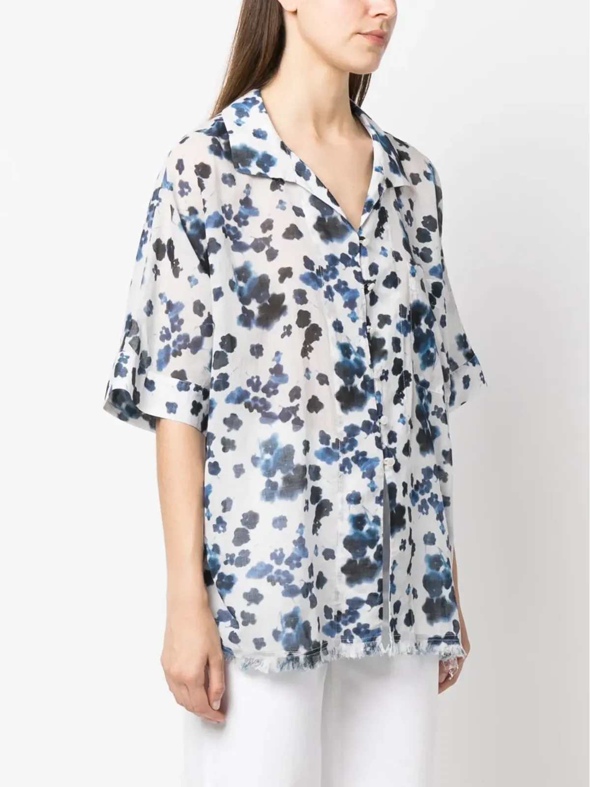 Emporio Armani Mare 抽象プリント コットンシャツ - 画像3
