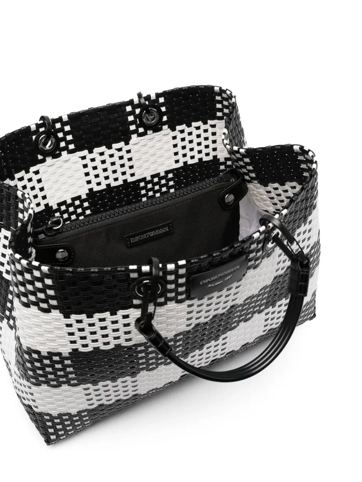 Emporio Armani チェック柄の編み込みトートバッグ - 画像5