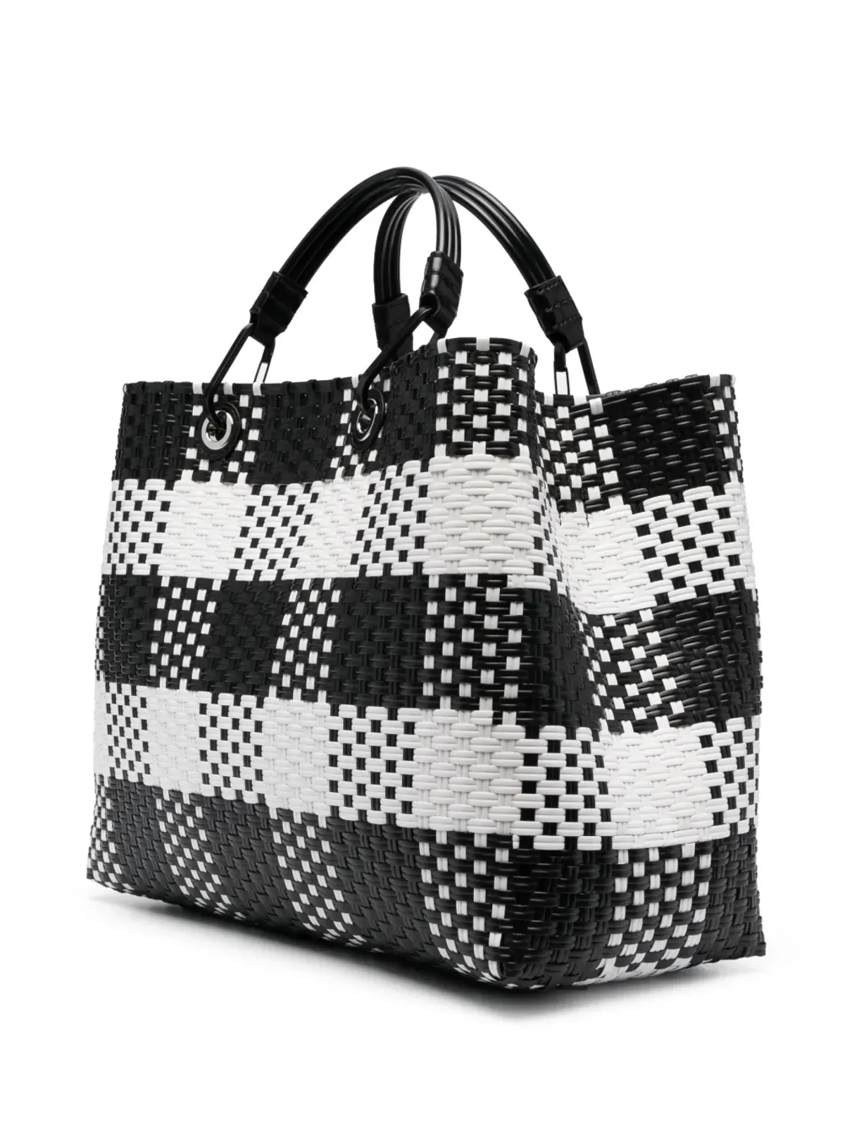 Emporio Armani チェック柄の編み込みトートバッグ - 画像3
