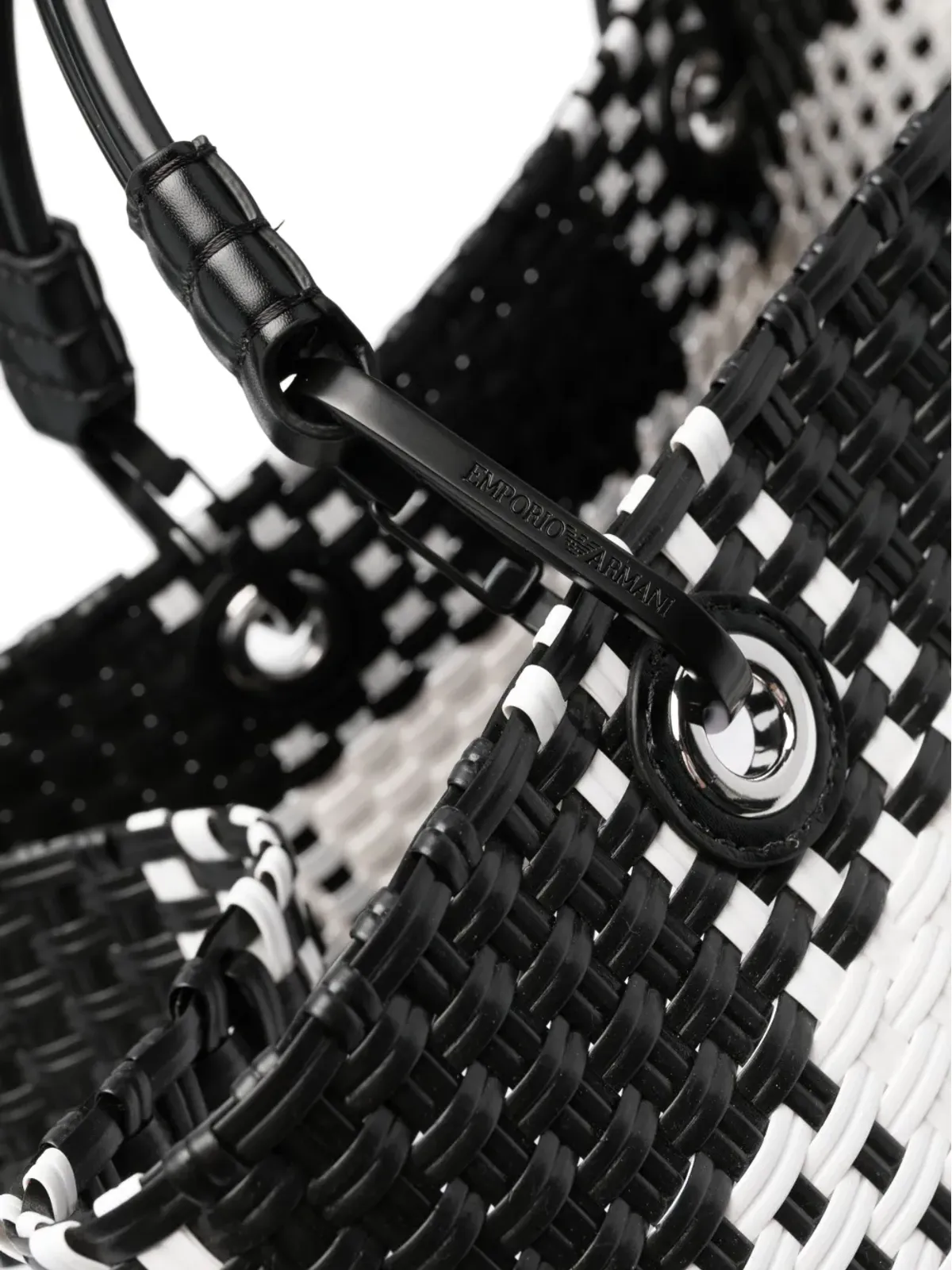 Emporio Armani チェック柄の編み込みトートバッグ - 画像4