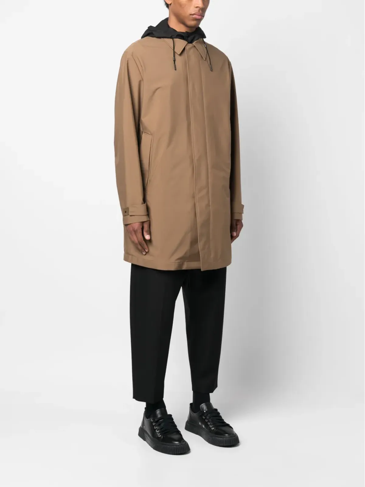 Zegna ロングスリーブ・フード付きレインコート ブラウン - 画像3
