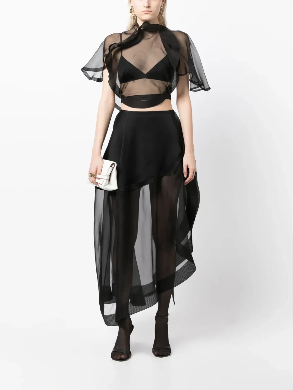 Victoria Beckham アシンメトリック・セミシアー・クロップドトップ - ブラック - 画像2