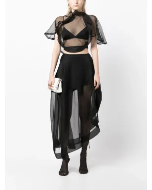 Victoria Beckham アシンメトリック・セミシアー・クロップドトップ - ブラック - サムネイル2