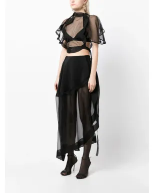 Victoria Beckham アシンメトリック・セミシアー・クロップドトップ - ブラック - サムネイル3