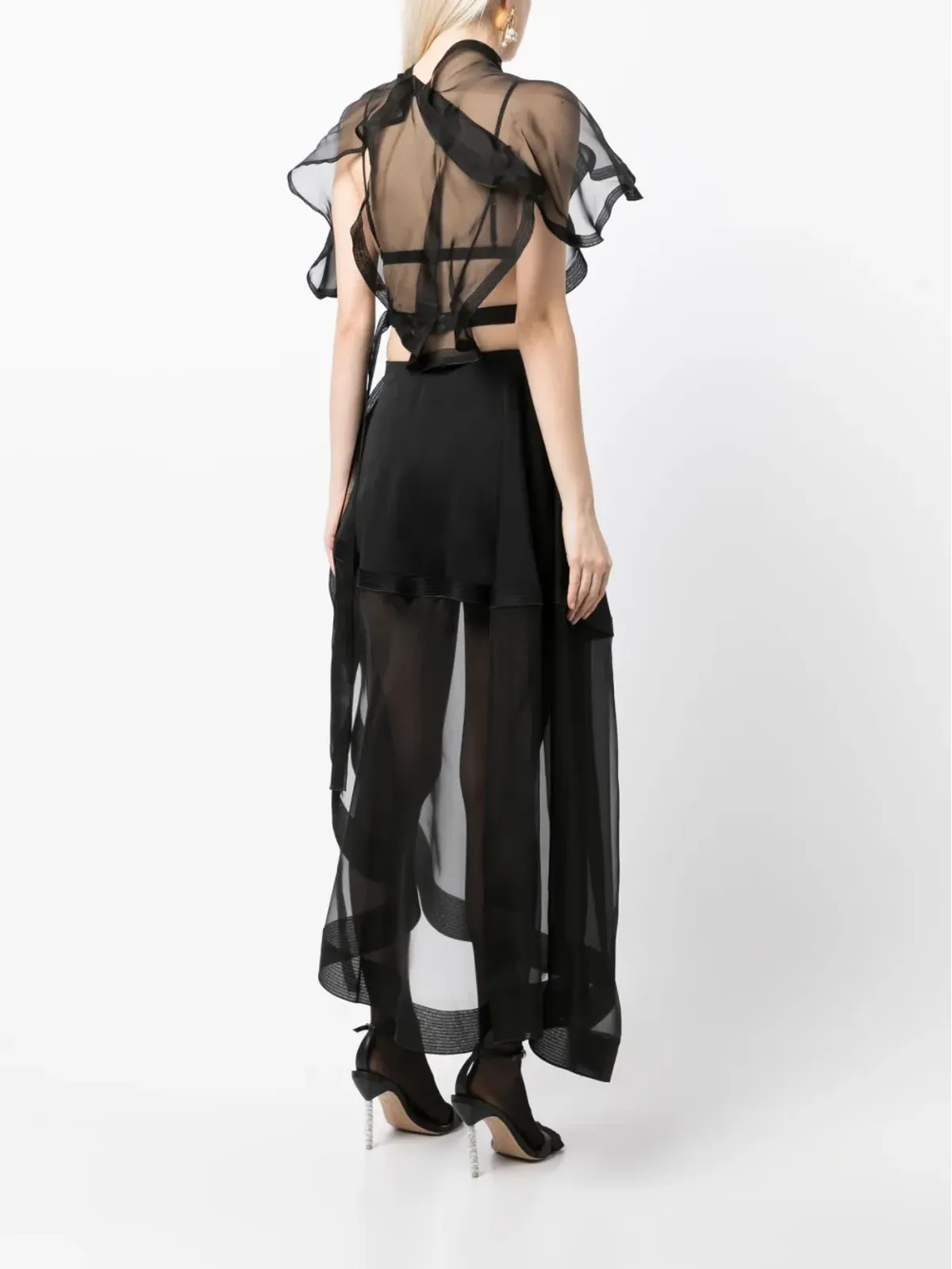 Victoria Beckham アシンメトリック・セミシアー・クロップドトップ - ブラック - 画像4