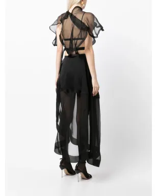 Victoria Beckham アシンメトリック・セミシアー・クロップドトップ - ブラック - サムネイル4