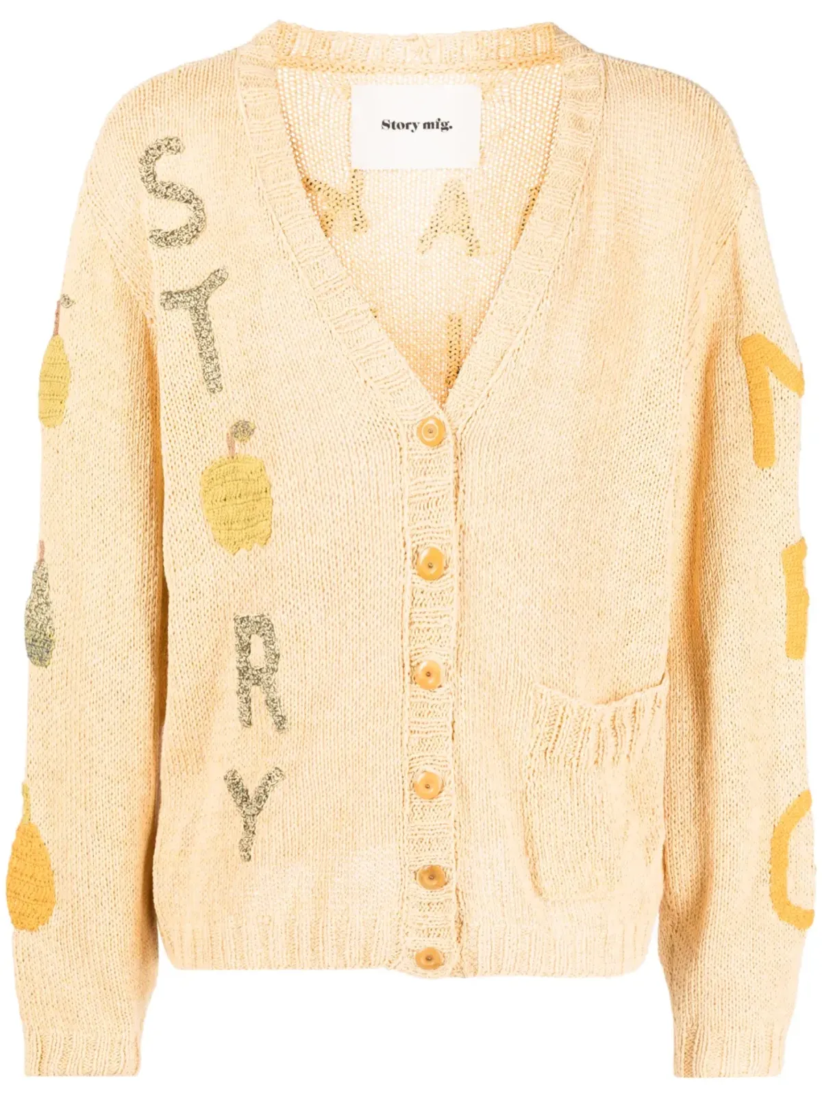 STORY mfg. Twinsun appliqué-detailing cardigan - Yellow - 画像1
