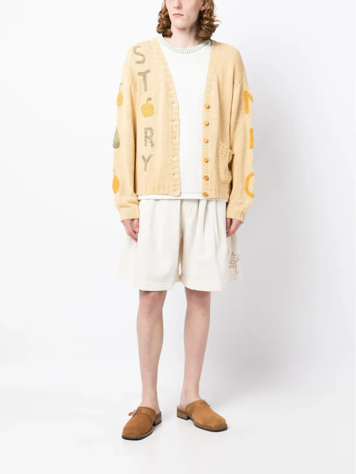 STORY mfg. Twinsun appliqué-detailing cardigan - Yellow - 画像2