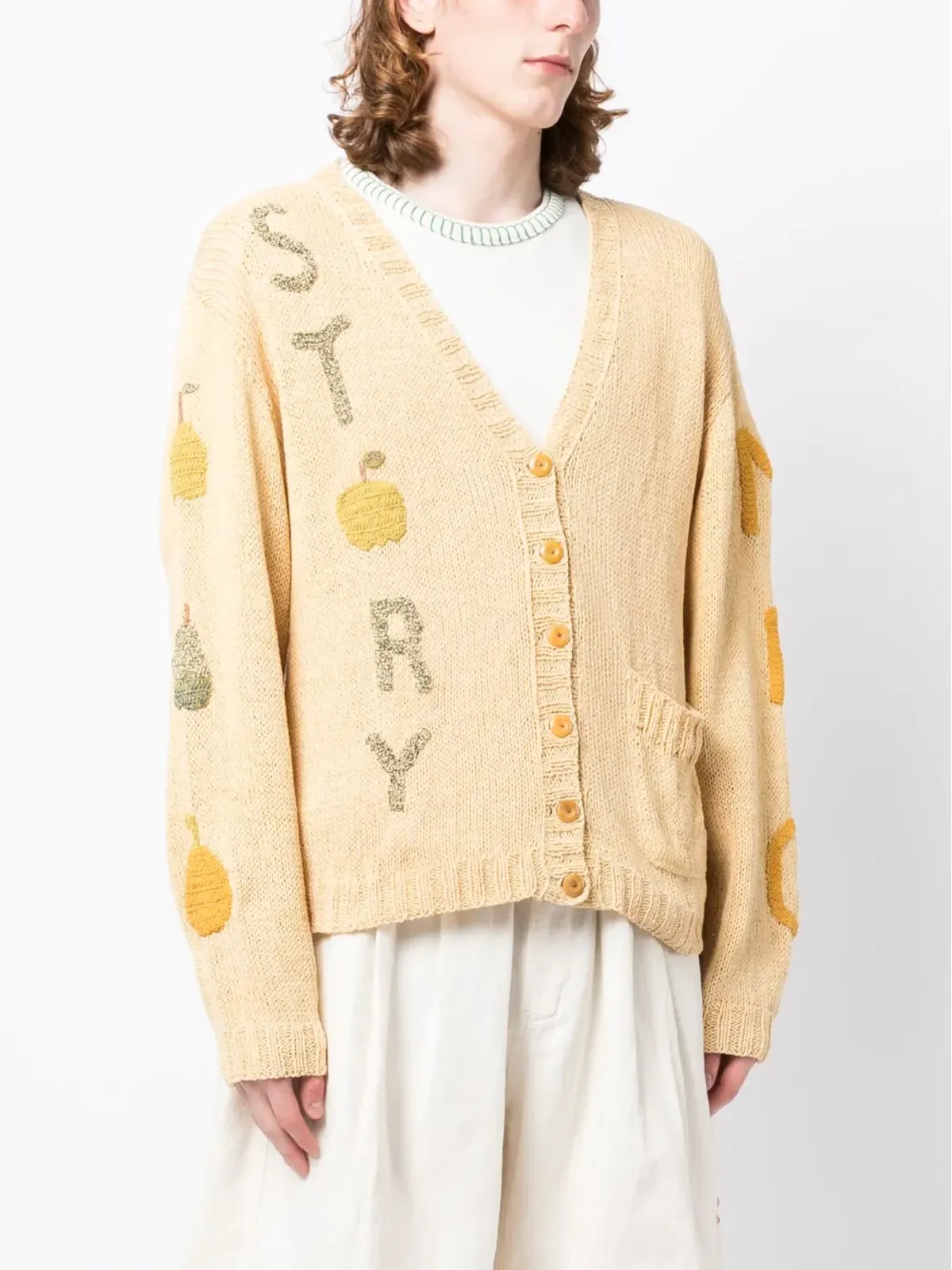 STORY mfg. Twinsun appliqué-detailing cardigan - Yellow - 画像3