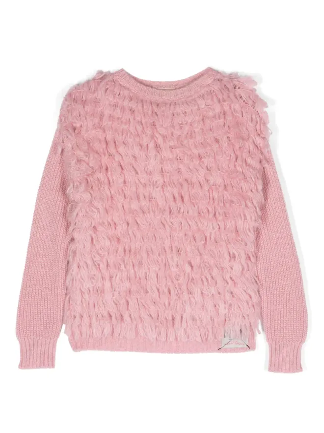 Nº21 Kids Nº21 Kids ruffled-panel knit jumper - Pinkの商品画像