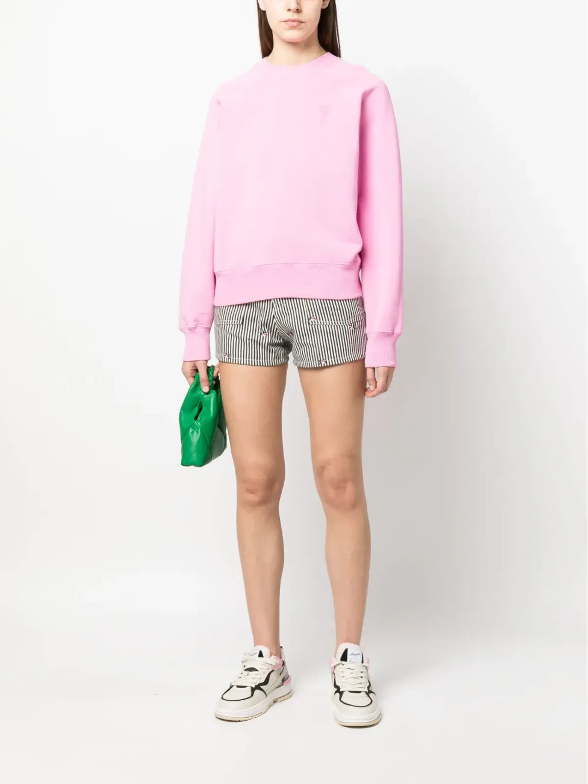 Kenzo ストライプ刺繍ハイウエストショートパンツ - ホワイト - 画像2