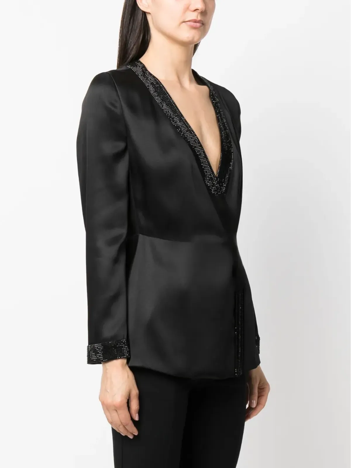 Giorgio Armani シャレット クリスタル装飾シルクトップ - 画像3