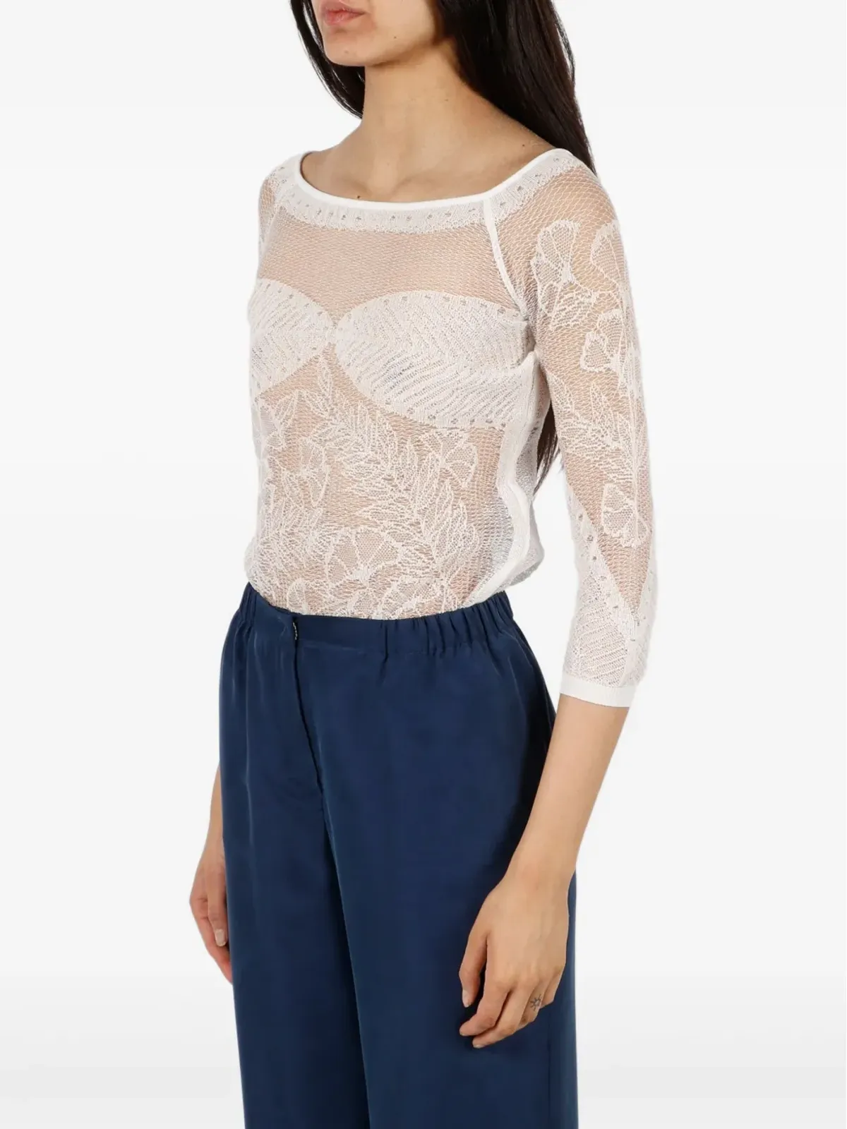 Alberta Ferretti レースブラウス（ホワイト） - 画像3