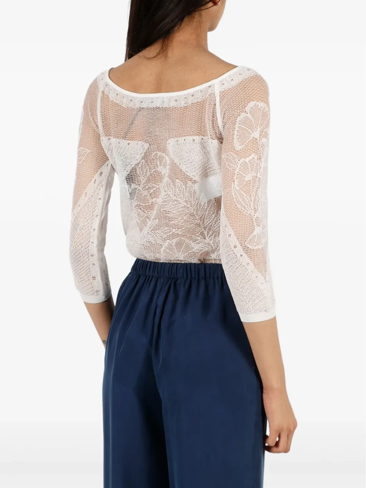 Alberta Ferretti レースブラウス（ホワイト） - 画像4
