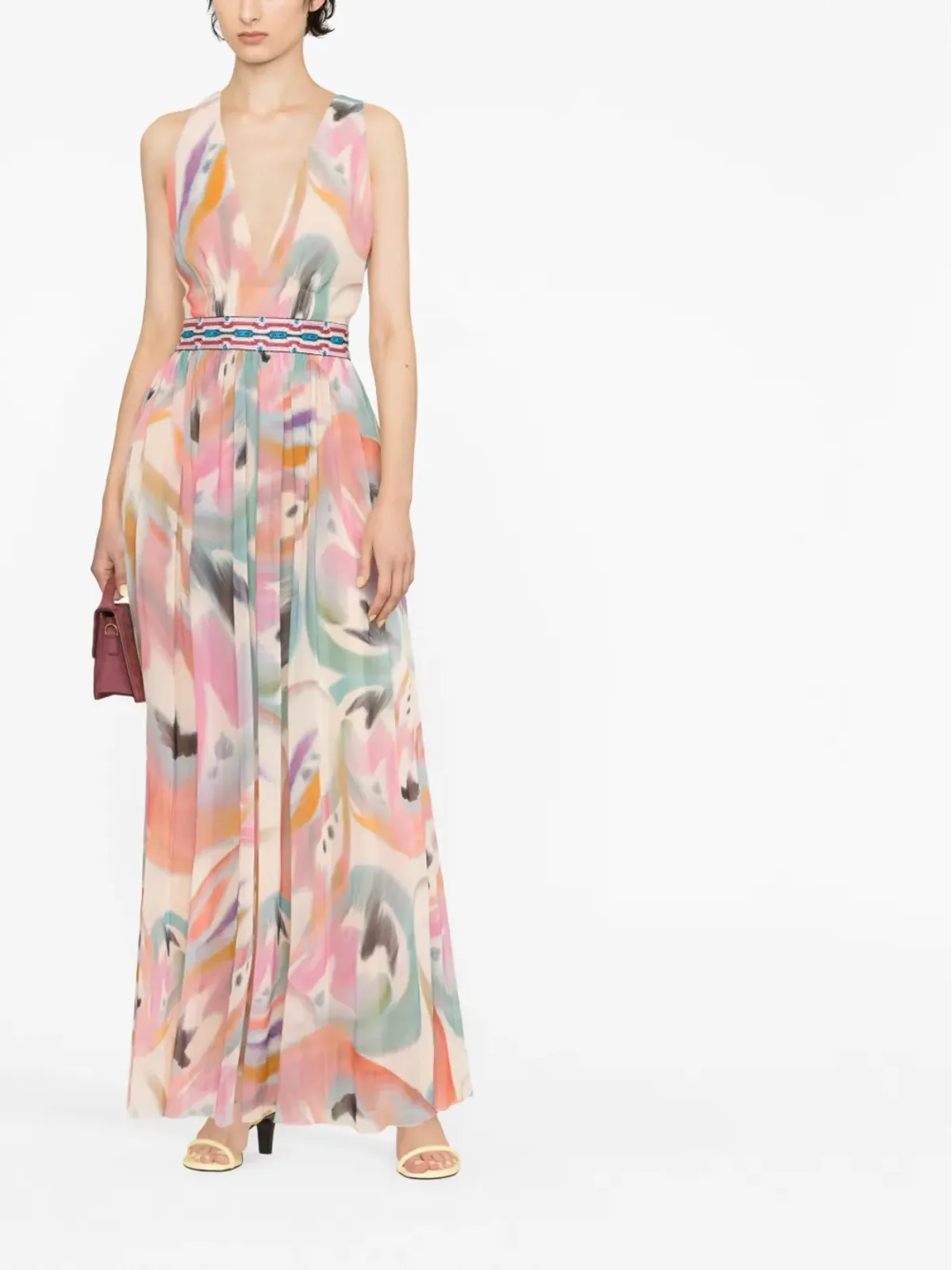 ETRO アブストラクトプリント シルク マキシドレス - 画像2
