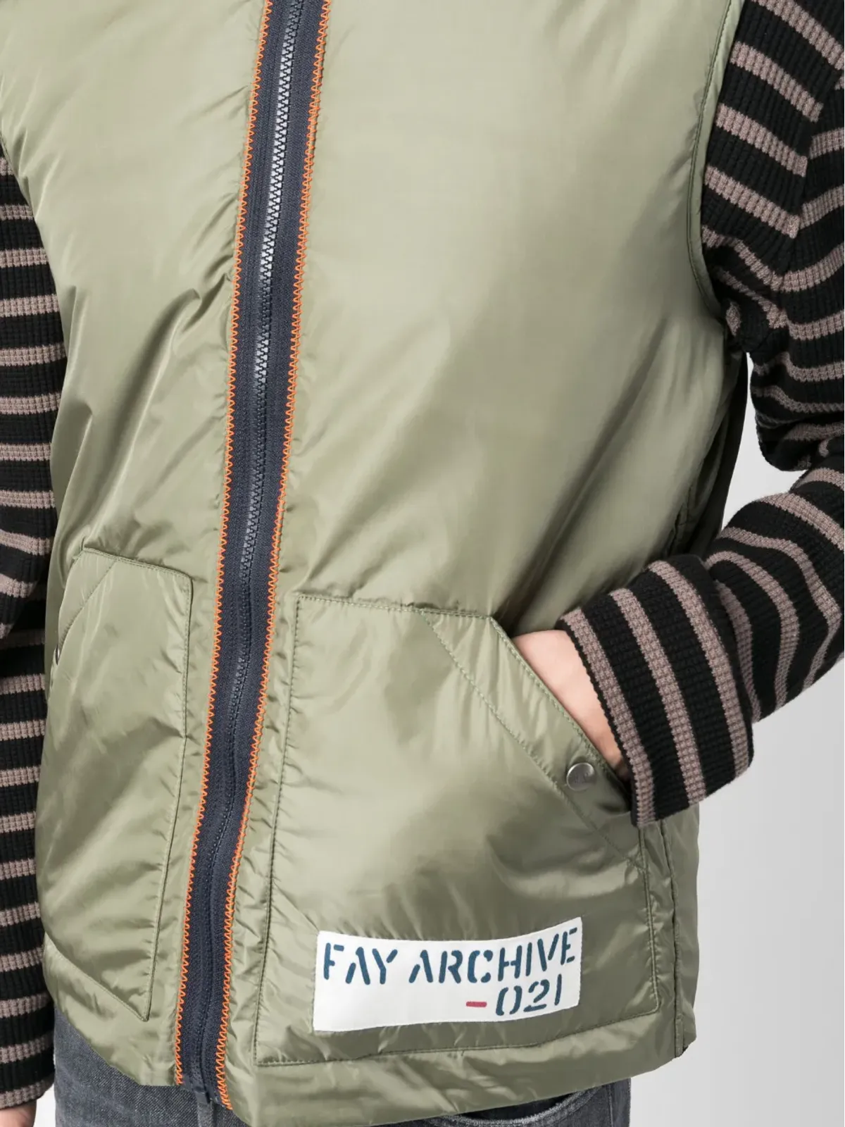 Fay ロゴパッチ コントラストステッチ ジレ - グリーン - 画像5