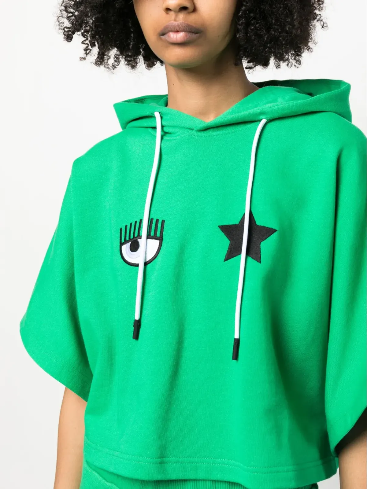 Chiara Ferragni アイライクモチーフ クロップドフーディー グリーン - 画像5