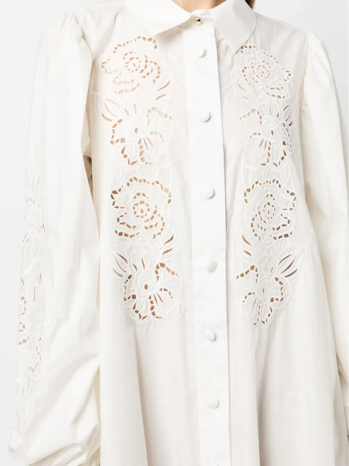 Elie Saab レーザーカット刺繍入りコットンカフタン - ホワイト - 画像5