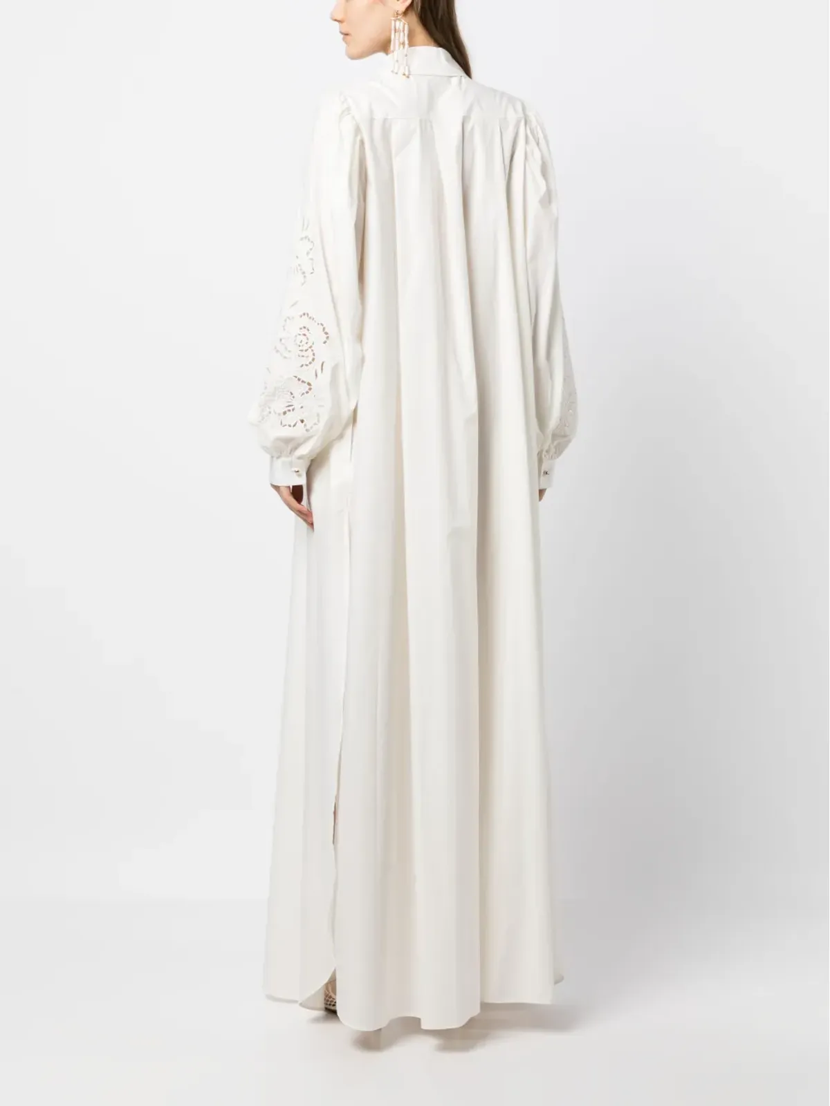 Elie Saab レーザーカット刺繍入りコットンカフタン - ホワイト - 画像4