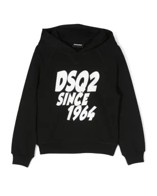 DSQUARED2 KIDS ロゴ入りフロックコットンフード付きパーカー - サムネイル1