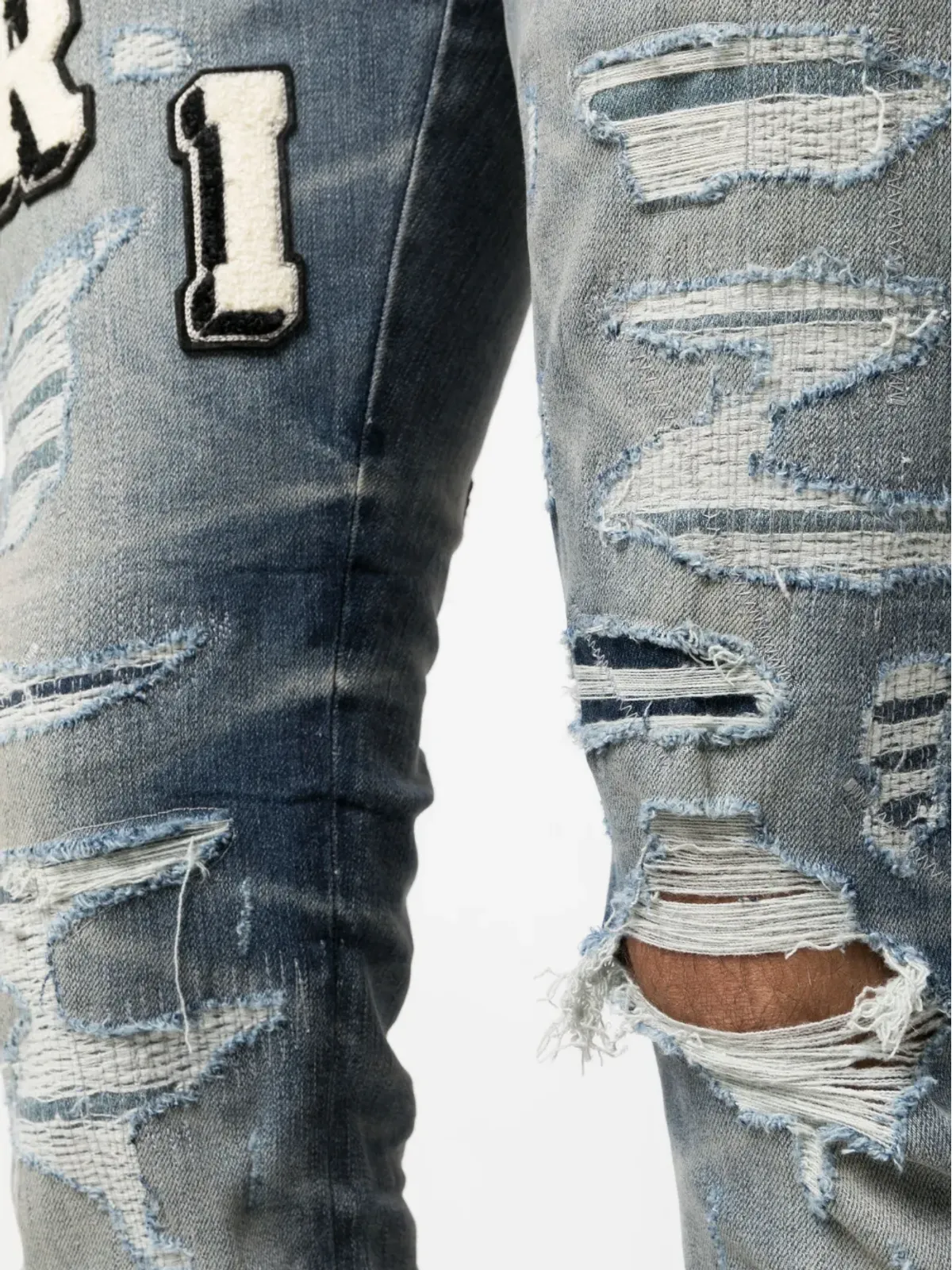 AMIRI Varsityリップドスキニージーンズ - 画像5