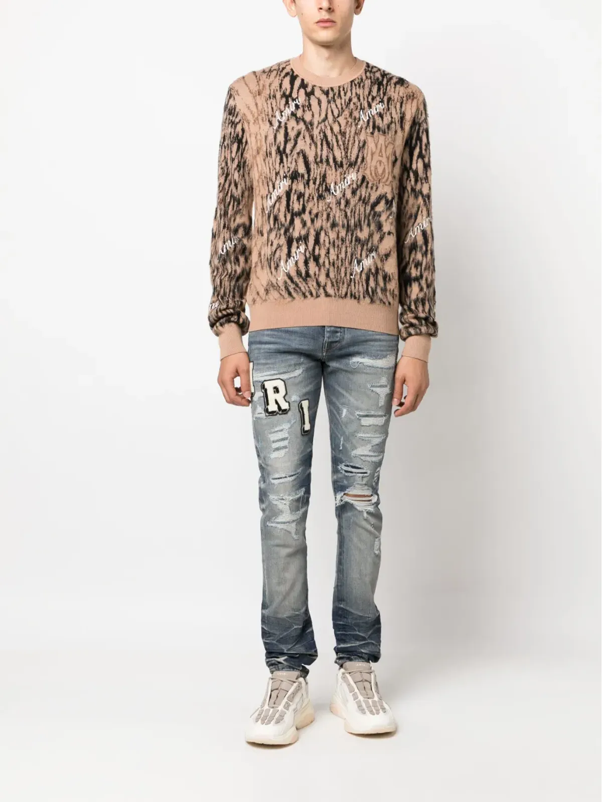 AMIRI Varsityリップドスキニージーンズ - 画像2