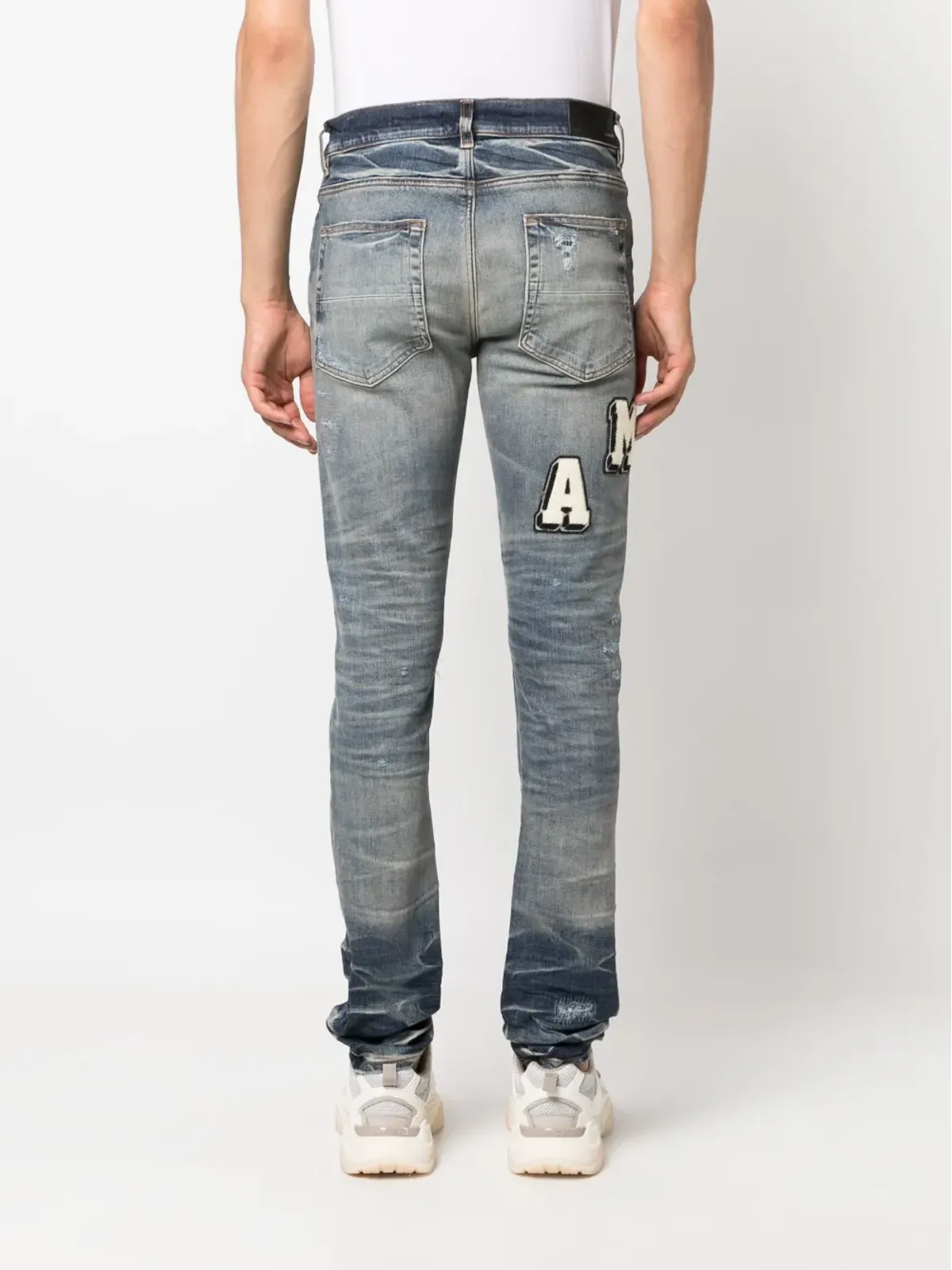 AMIRI Varsityリップドスキニージーンズ - 画像4